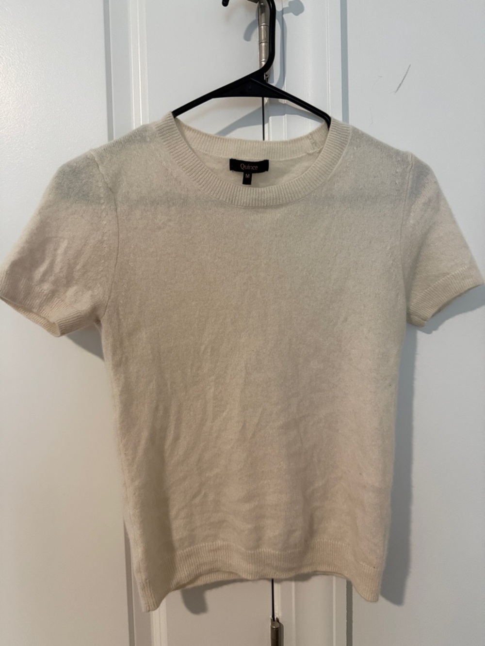 Quince Cream Short-Sleeve Lightweight sweater Top